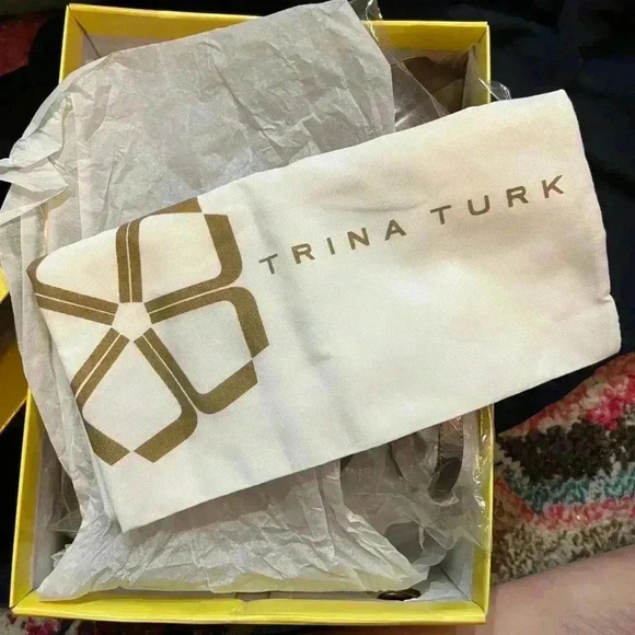 Trina Turk Leather Joni Platform Heels Bronze Size 8 Brand New - Picture 7 of 15